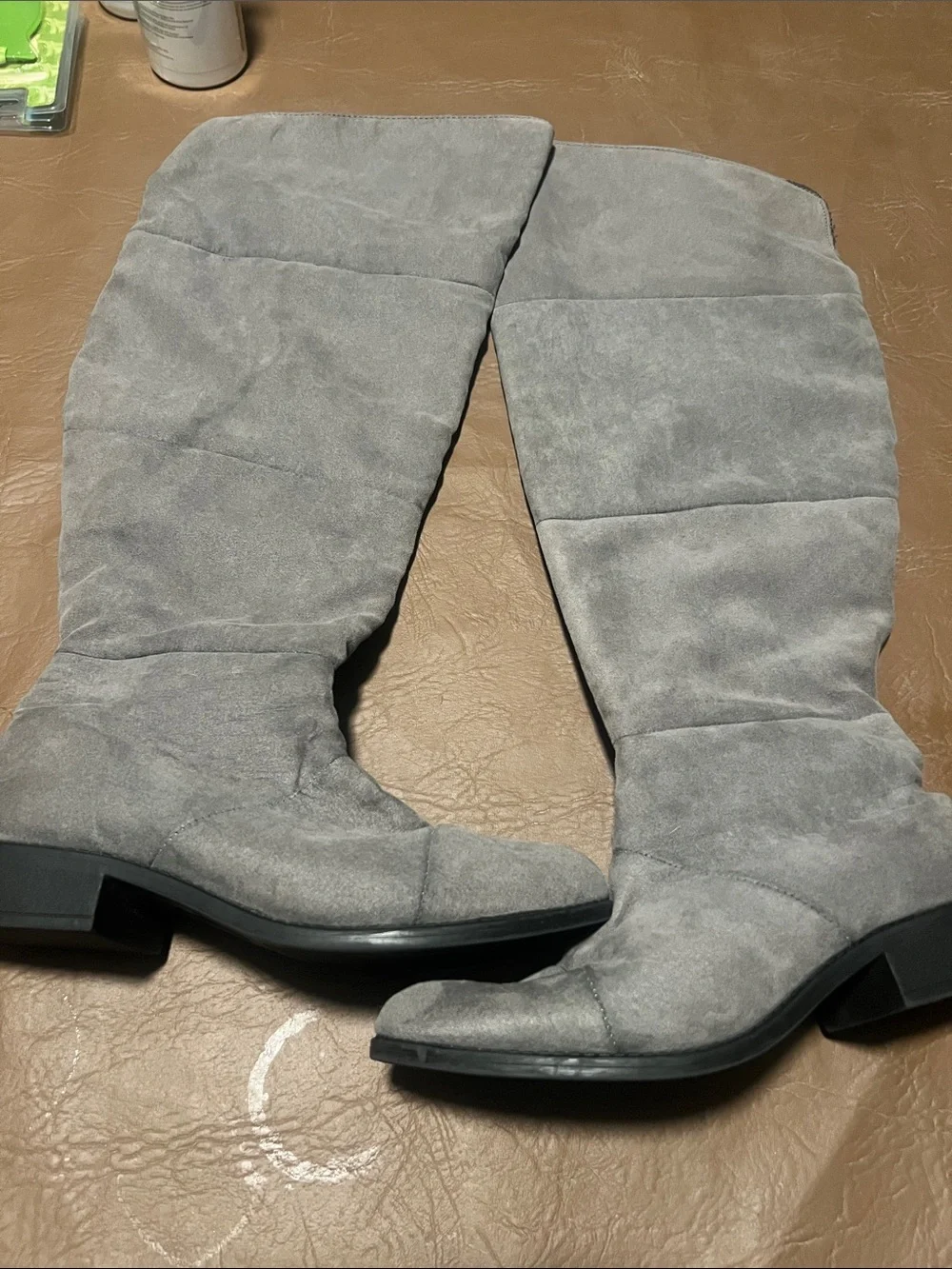 American Eagle Outfitters Over-the-Knee Suede Boots in Light Gray